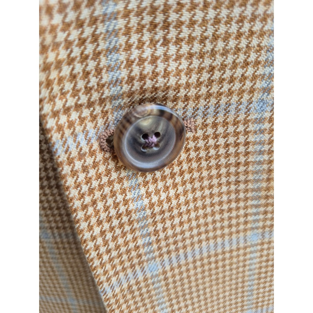 Corneliani Silk‎ Cashmere Houndstooth Windowpane Sport Coat Blazer Tan Mens 38 R - Picture 4 of 10